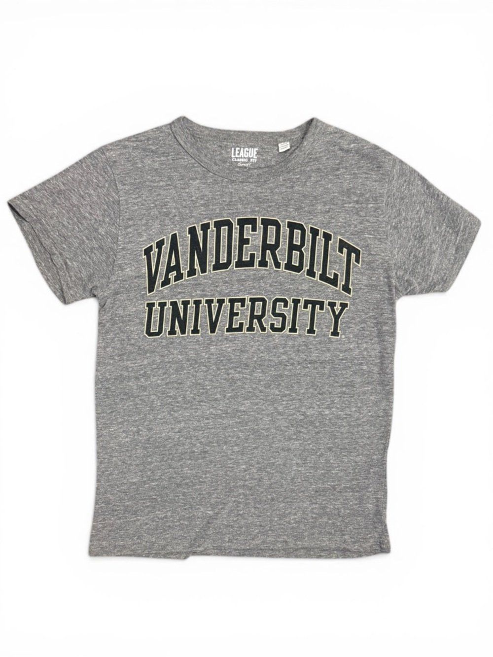 Vanderbilt University Tee Gray League Classic Fit Small Logo Graphic Tee
